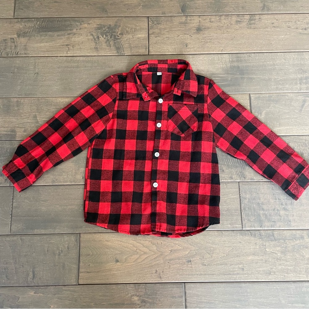 Boys Red Flannel Size XS (4/5)